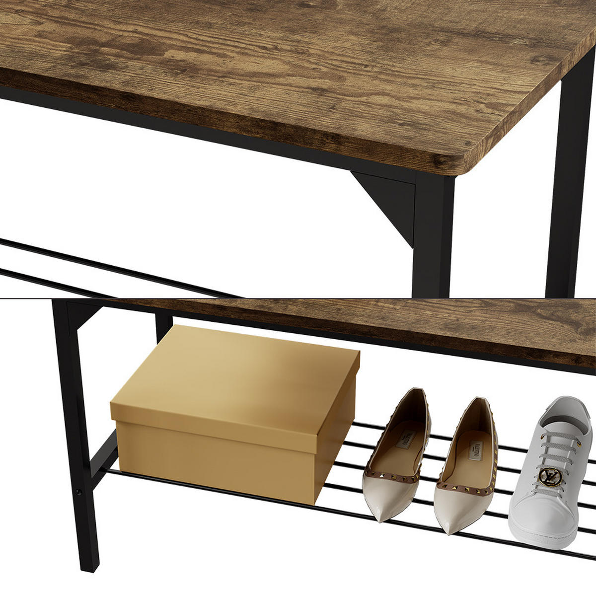 SITZBANK Fyrk Schwarz/Eiche rustikal 85 x 36 cm - Wildeiche/Schwarz, Holzwerkstoff (85/46/36cm) - Vicco
