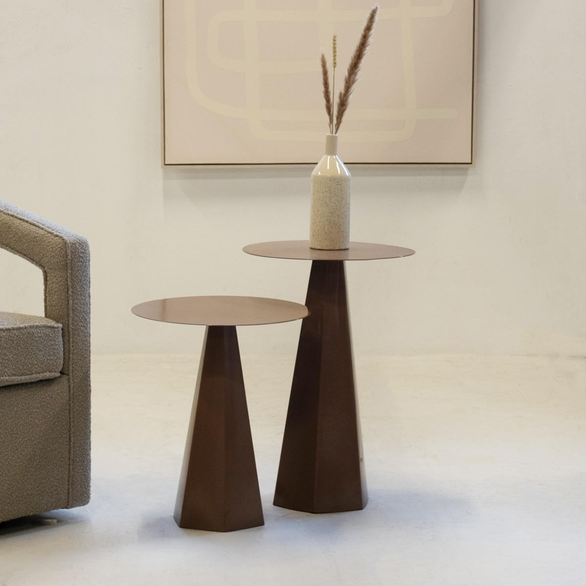 BEISTELLTISCH rund aus Eisen 40cm, taupe - Braun, Metall (40/40/48cm) - Giga Meubel