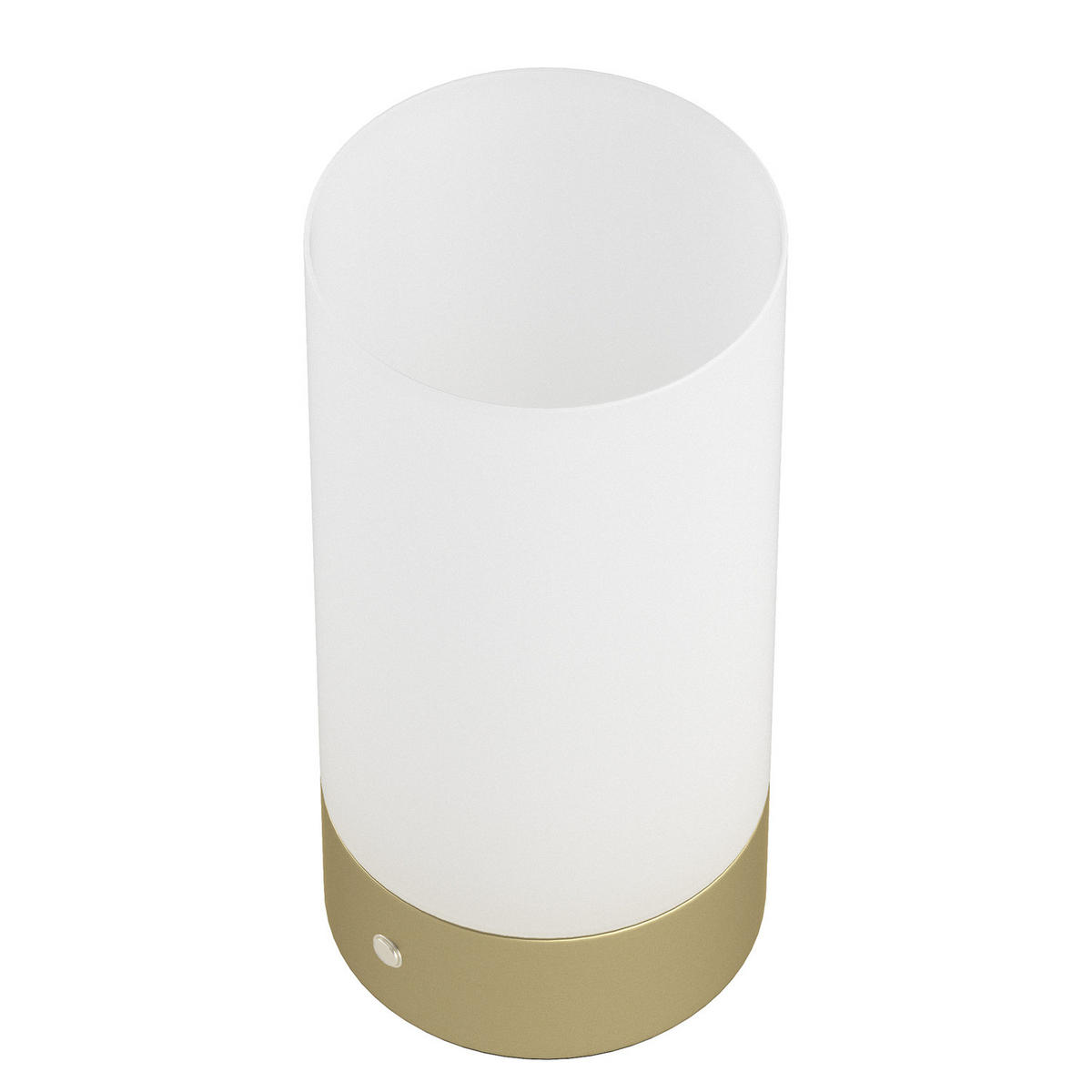 AKKU-TISCHLEUCHTE - Opalglas / Eisen - Weiß / Messing - Messingfarben/Weiß, Glas/Metall (12/12/25cm) - home24