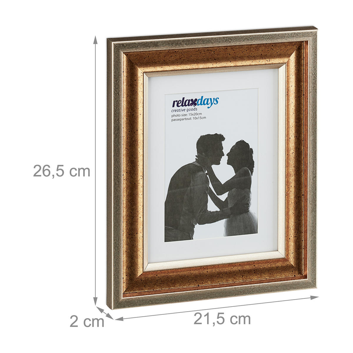 2XBILDERRAHMEN - Goldfarben, Glas/Kunststoff (21.5/26.5/2cm) - Relaxdays