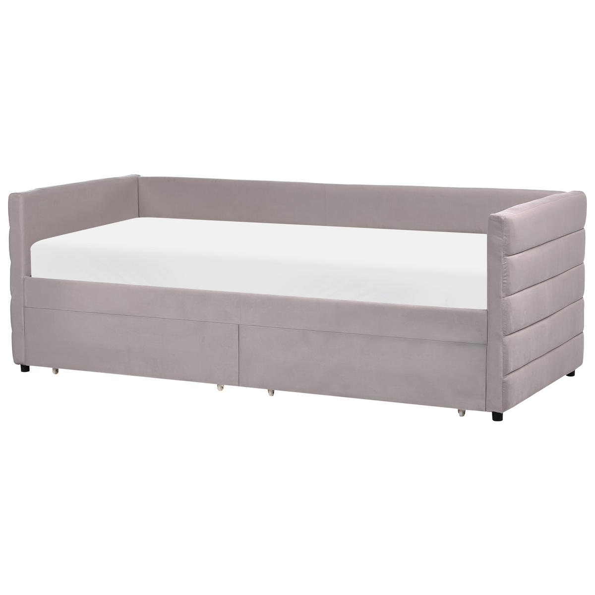 TAGESBETT mit Stauraum 90/200 Samtstoff Hellgrau Marray - Hellgrau, Textil (90/200cm) - Beliani