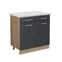 KÜCHENUNTERSCHRANK R-Line Schwarz Beton 80 cm AP Marmor - Honigeiche/Eiche Wotan, Holzwerkstoff (80/81.6/60cm) - Vicco