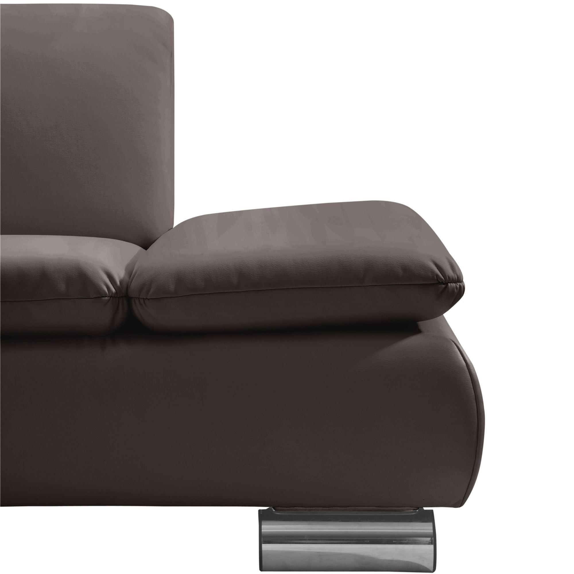 ECKSOFA mit Ottomane links Kaye Bezug Kunstleder Metallfuß verchromt / braun - Braun, Kunststoff (190/270cm) - 58aufmkessel