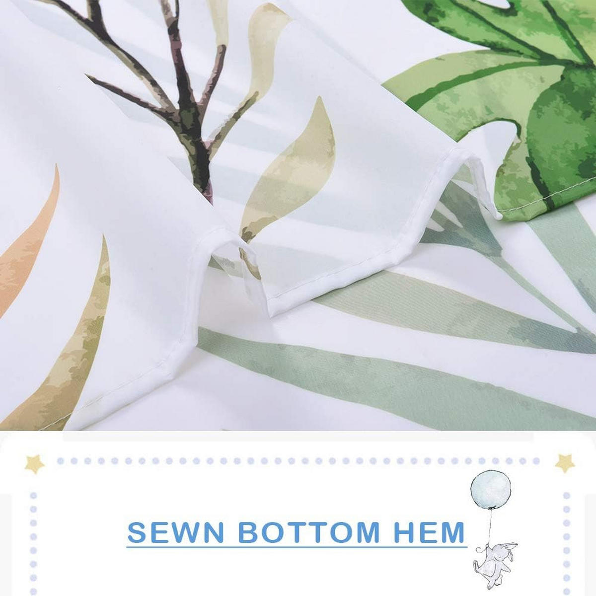 DUSCHVORHANG Blätter Grün Polyester Schnell Trocknend Wasserabweisend mit Haken - Grün, Kunststoff (180/200cm) - MCBOSON