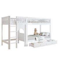 ETAGENBETT Weiß/Natur 90/200 cm mit vierstufiger Leiter - Weiß, Holz (90/200cm) - MIVRAY