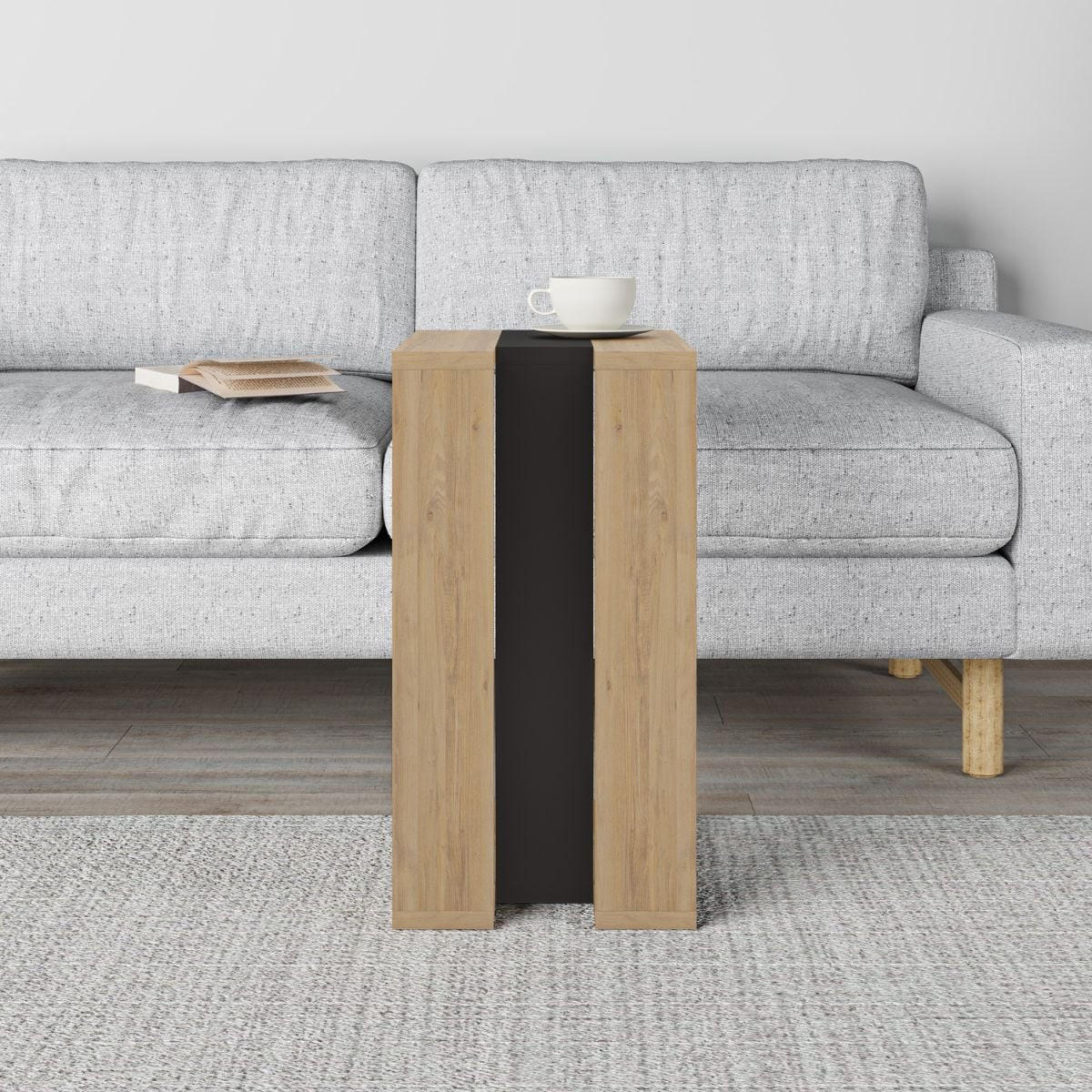 BEISTELLTISCH H57 cm - Macha - Eiche Artisan/Grau, Holzwerkstoff (30/40/57cm) - Calicosy