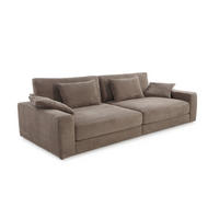 BIG-SOFA mit Federkern B290/T135/H90 cm extratief, Liegefläche 122x240 cm, Cord Braun Taupe / 15252 - Taupe/Schwarz, Kunststoff/Textil (290/90/135cm) - luma-home