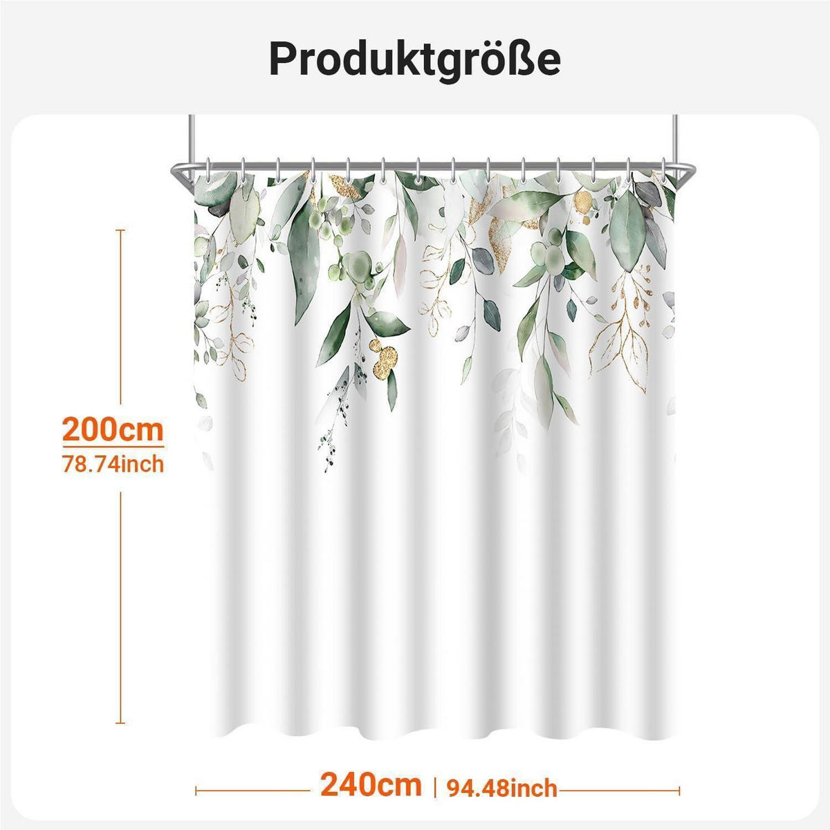DUSCHVORHANG Goldene Blätter 240 x 200 cm - Multicolor, Textil (240/200cm)