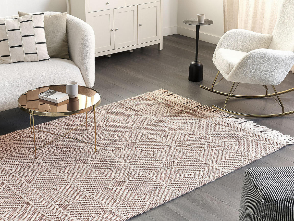 TEPPICH geflochten Kestel 230/160 cm - Beige, Textil (160/230cm) - Beliani