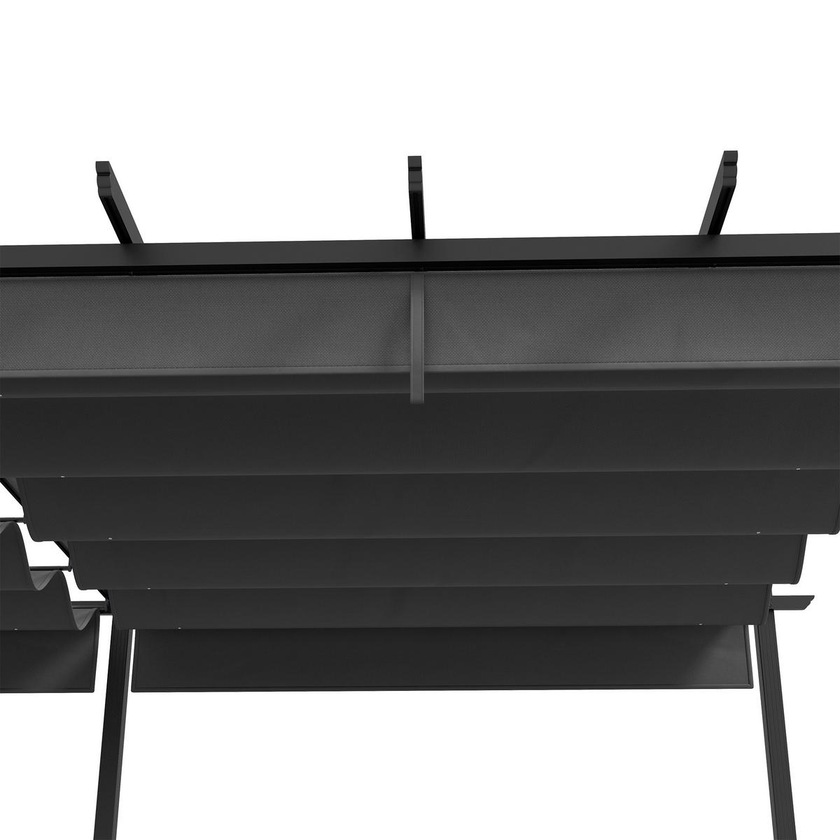 PERGOLA DE-12598 350/600 cm ausziehbar mit Alurahmen Dunkelgrau - Dunkelgrau, Metall (358/223/597cm) - ComfortXL