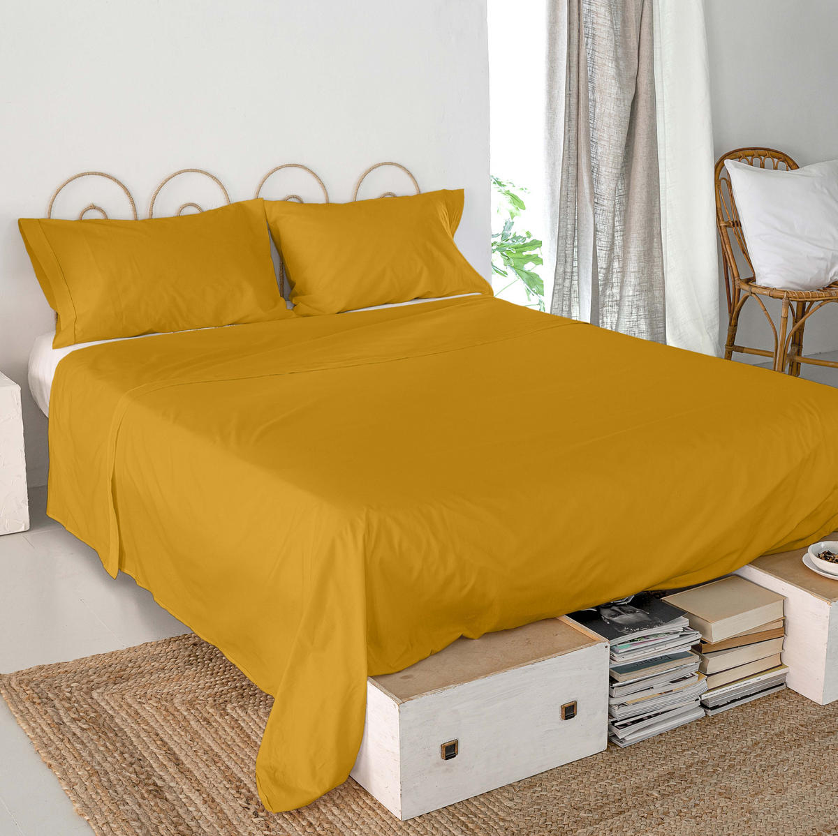 OBERBETTLAKEN basic 160x270 cm senf - Gelb, Textil (160/270cm) - Happy Friday