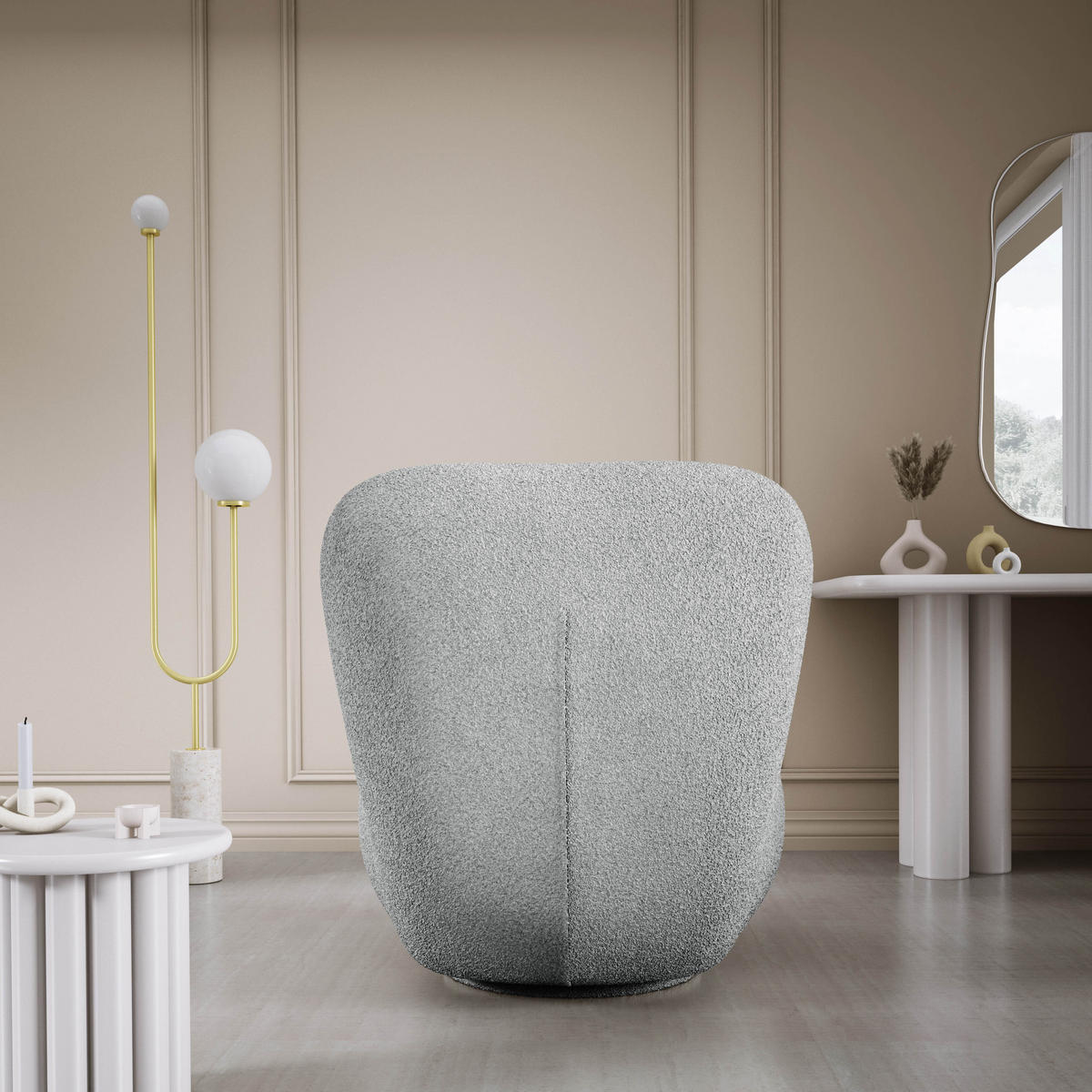 DREHSESSEL LUIS, Freistehend, Sitz drehbar 360°, 39x82x56 cm, DUNKELGRAU - Dunkelgrau, Holz/Textil (82/72/66cm) - DomoHome