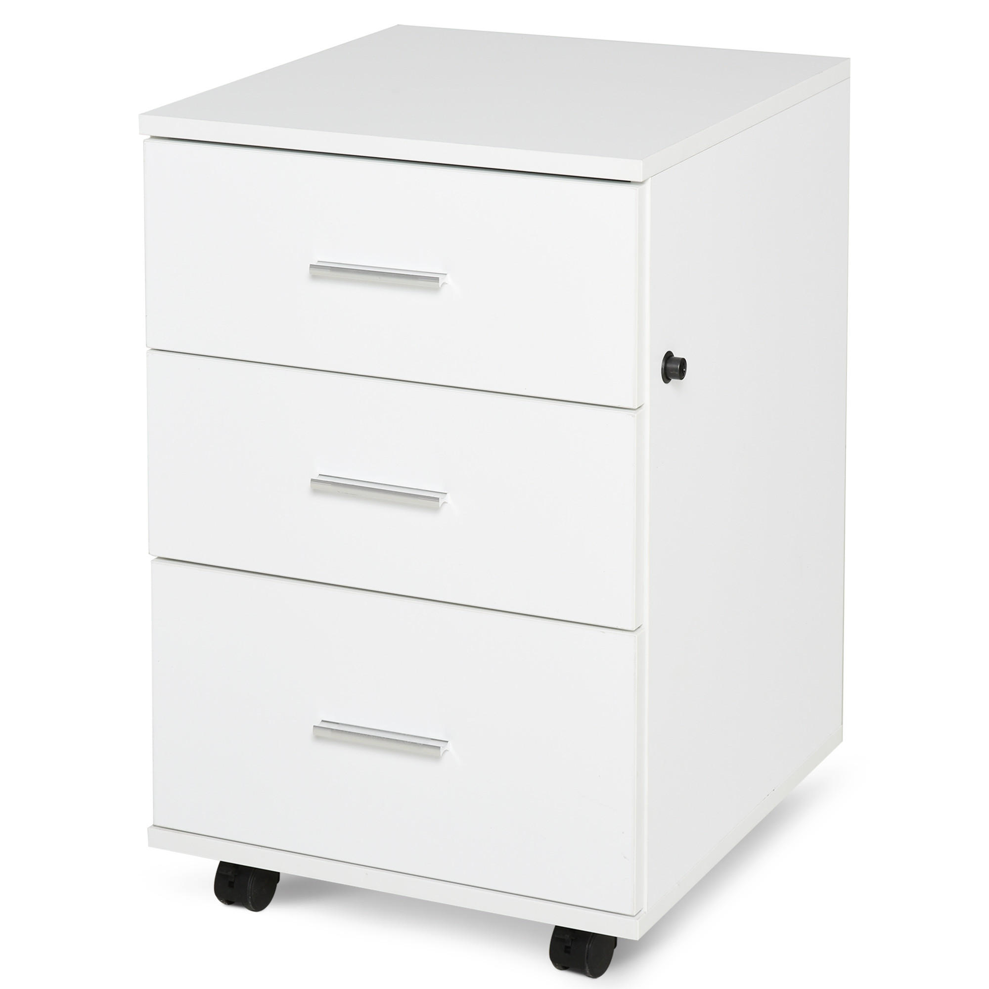 ROLLCONTAINER DE-14401 3 Schubladen abschließbar Weiß - Weiß, Holzwerkstoff (40/62/40cm) - ComfortXL