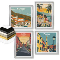 WANDBILDER 4er Set - 50x50 cm & 40x60 cm Silberner Rahmen - Stadt- und Naturlandschaften - Silberfarben, Kunststoff (50/50cm) - ArtPrintCave
