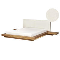 BETT mit LED 160/200 cm MDF-Platte Hellbraun Zen - Hellbraun, Holz (160/200cm) - Beliani