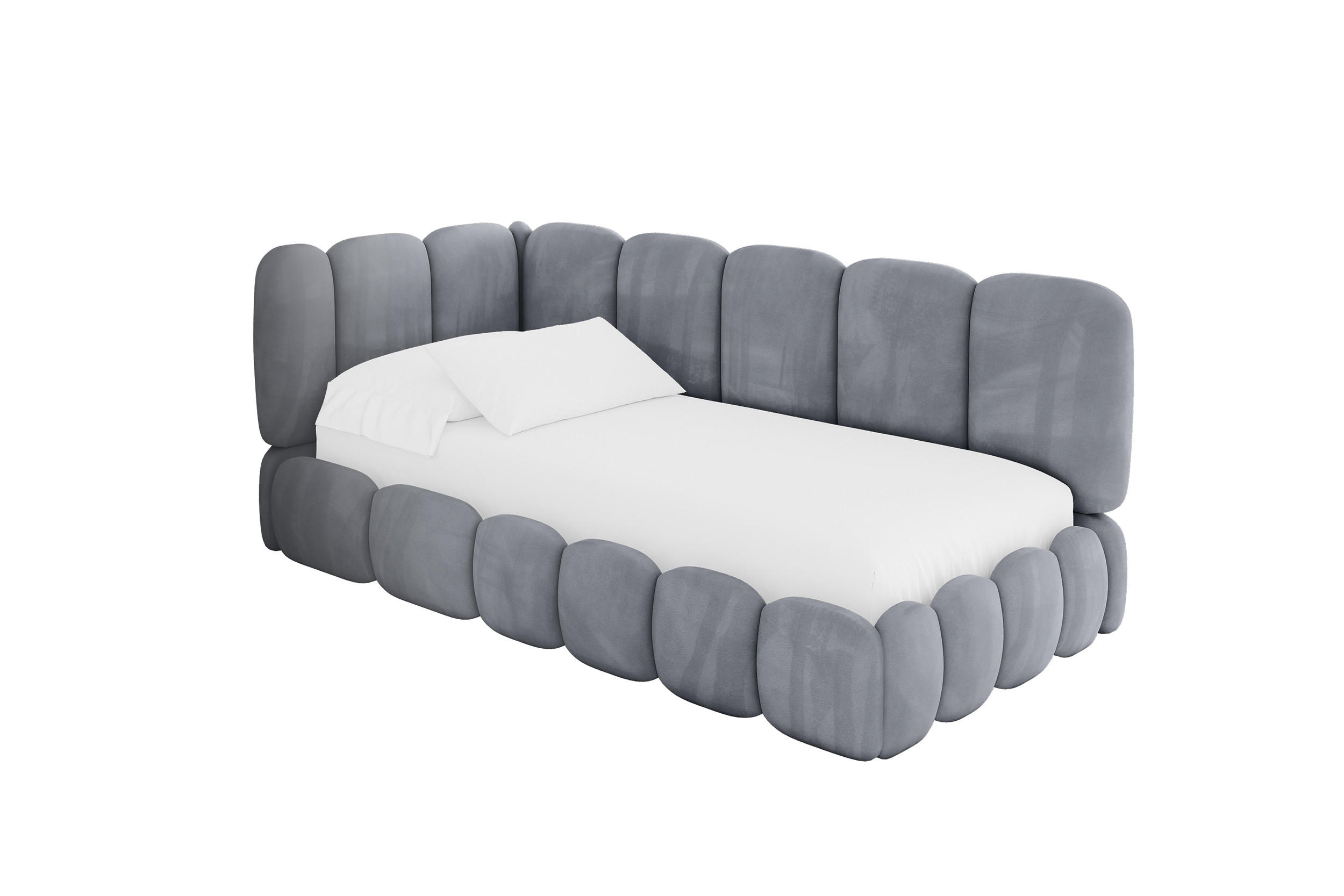 EINZELLBETT Jugendbett mit Bettkasten und Matratze H3/H4, Rechts - AVRY 90x200 Grau - Blaugrau, Holzwerkstoff/Textil (90/200cm) - ALTDECOR