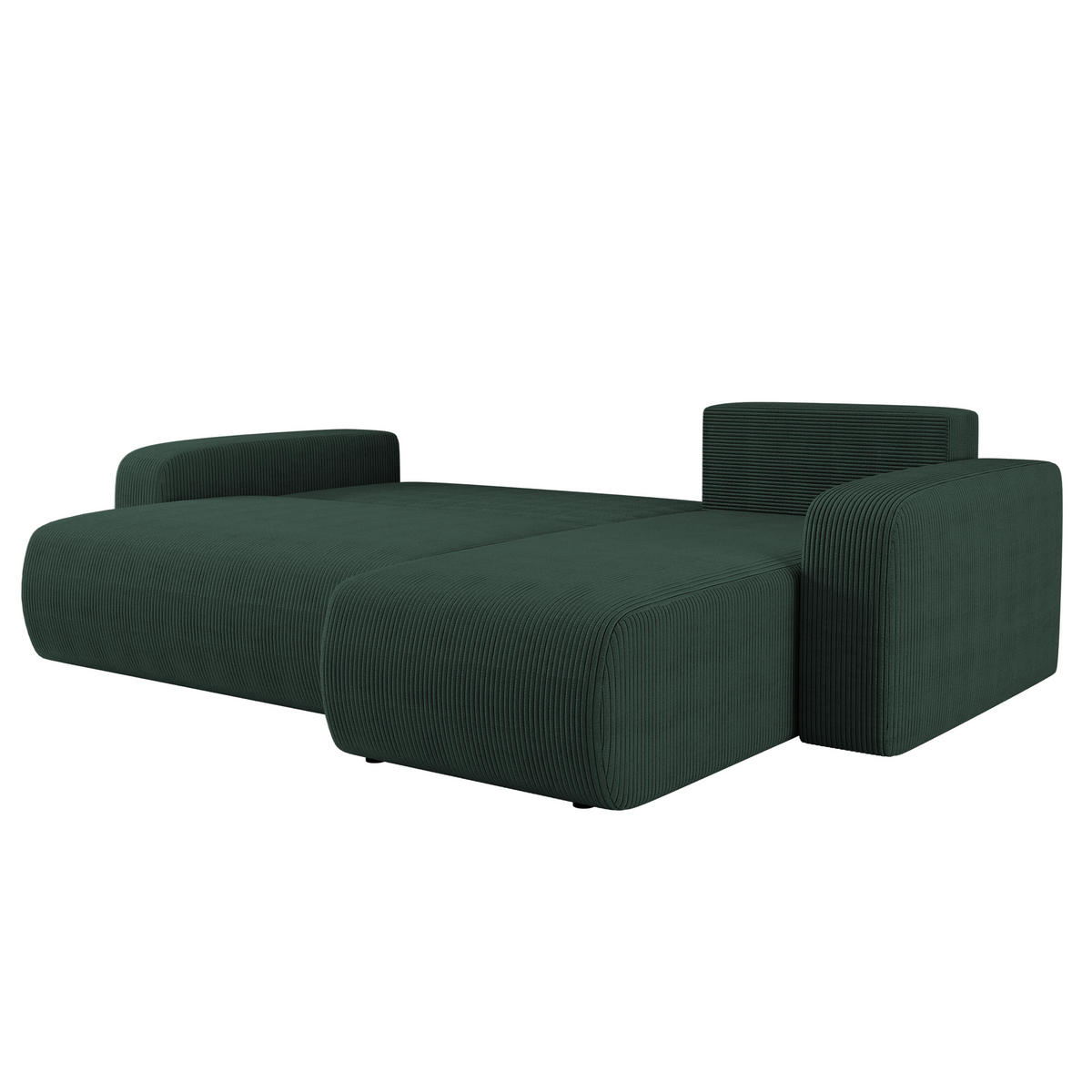 ECKSOFA L-FORM Schlaffunktion Und Bettkasten Eckcouch MILANO L Stoff Dicker Cord Grün Rechts - Grün, Holz/Textil (244/142cm) - Kaiser Möbel
