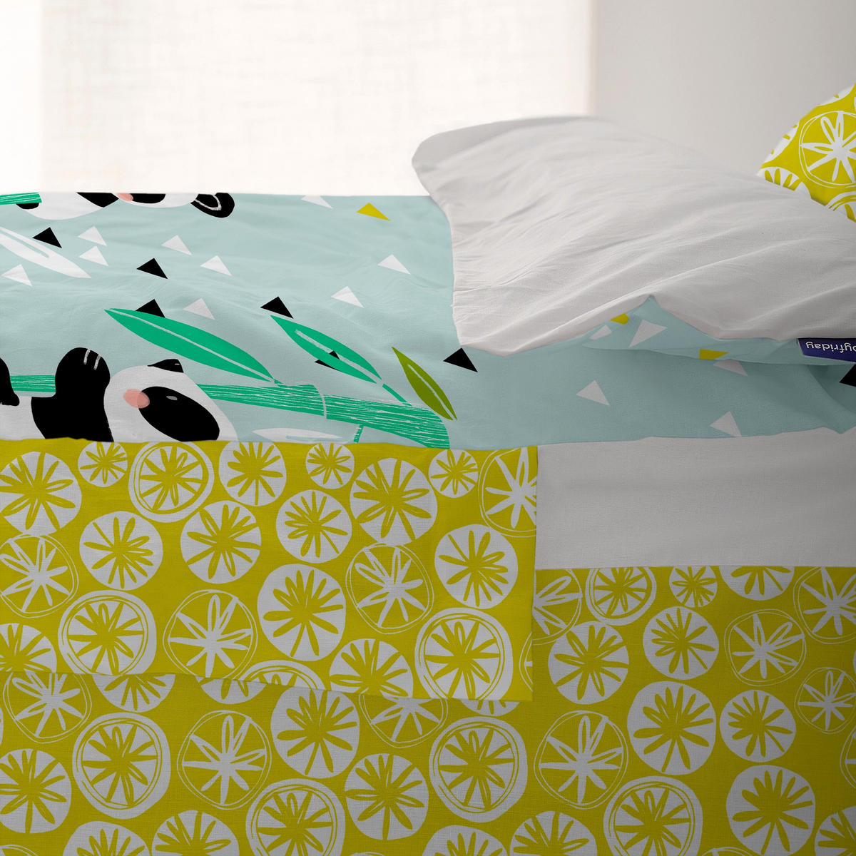 KINDER schlafsack Panda garden blue 90x200 cm Ohne füllung - Blau, Textil (90/200cm) - Happy Friday