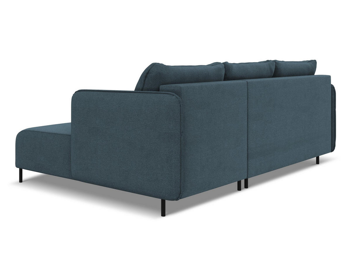 ECKSOFA mit Schlaffunktion Strukturstoff Stoff Blau - Blau/Blaugrau, Holz/Textil (236/162cm) - Makamii