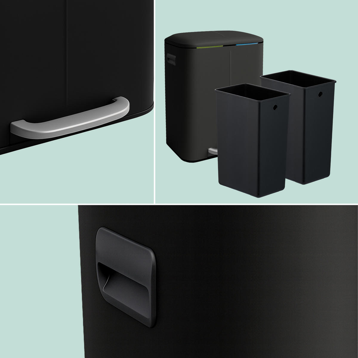 MÜLLEIMER - Schwarz, Kunststoff/Metall (44.5/60/41cm) - Relaxdays