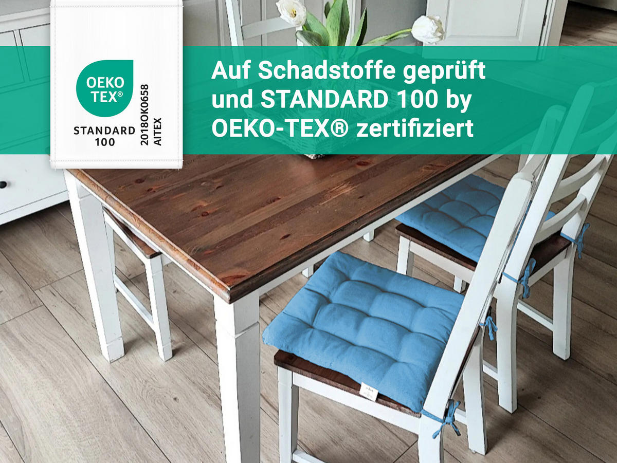 STUHLKISSEN, 4er-Set, 40x40 cm, 100% Polyester, Blau - Türkis, Textil (40/40/3cm) - Zollner