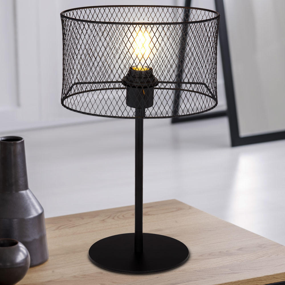 TISCHLEUCHTE Metall Geflecht Schwarz - Schwarz, Metall (25/15/45cm) - Globo Lighting