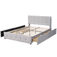 POLSTERBETT 140/200 cm DE-01158, in Grau, mit 4 Schubladen - Grau, Metall (140/200cm) - ComfortXL