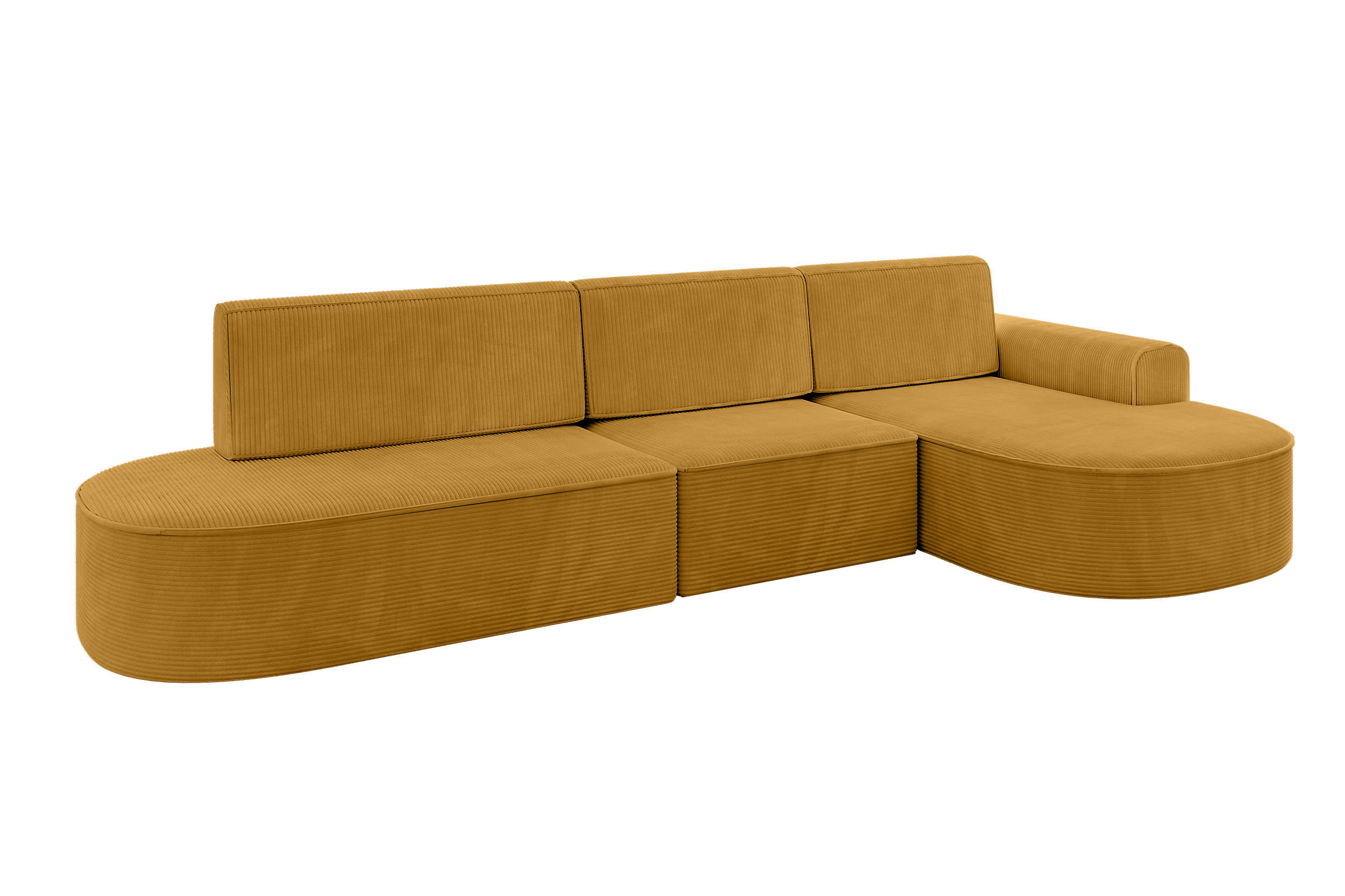 ECKSOFA mit Schlaffunktion Ottomane RECHTS MARI L2-S 368X167X85 Senfgelb Cord - Goldfarben/Schwarz, Holzwerkstoff/Kunststoff (167/368cm) - ALTDECOR