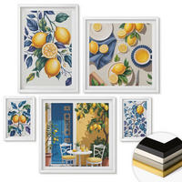 WANDBILDER 5er-Set - 50x50 cm & 20x30 cm & 40x60 cm Weißer Rahmen - Grüne Oliven, Eukalyptus - Weiß, Kunststoff (40/60cm) - ArtPrintCave