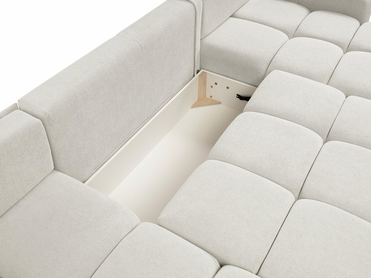 WOHNLANDSCHAFT DUCA U Creme Jersey mit Schlaffunktion - Creme, Holz (359/88/177cm) - MASSENO