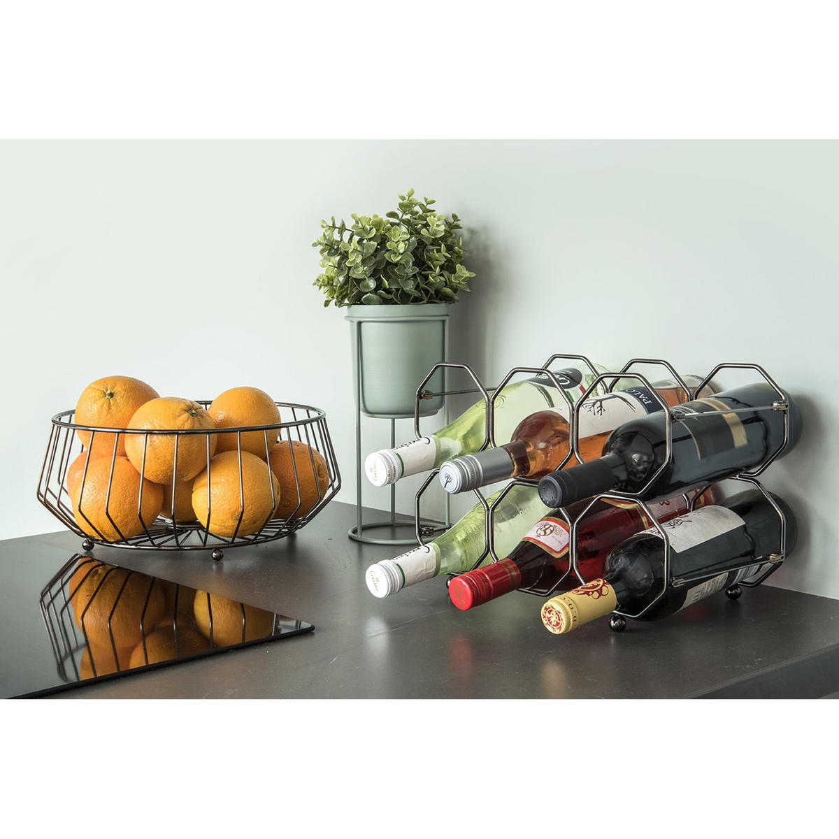 WEINREGAL Honeycomb Grau 16.5/31/22 cm - Grau, Metall (31/22/16.5cm) - Present Time