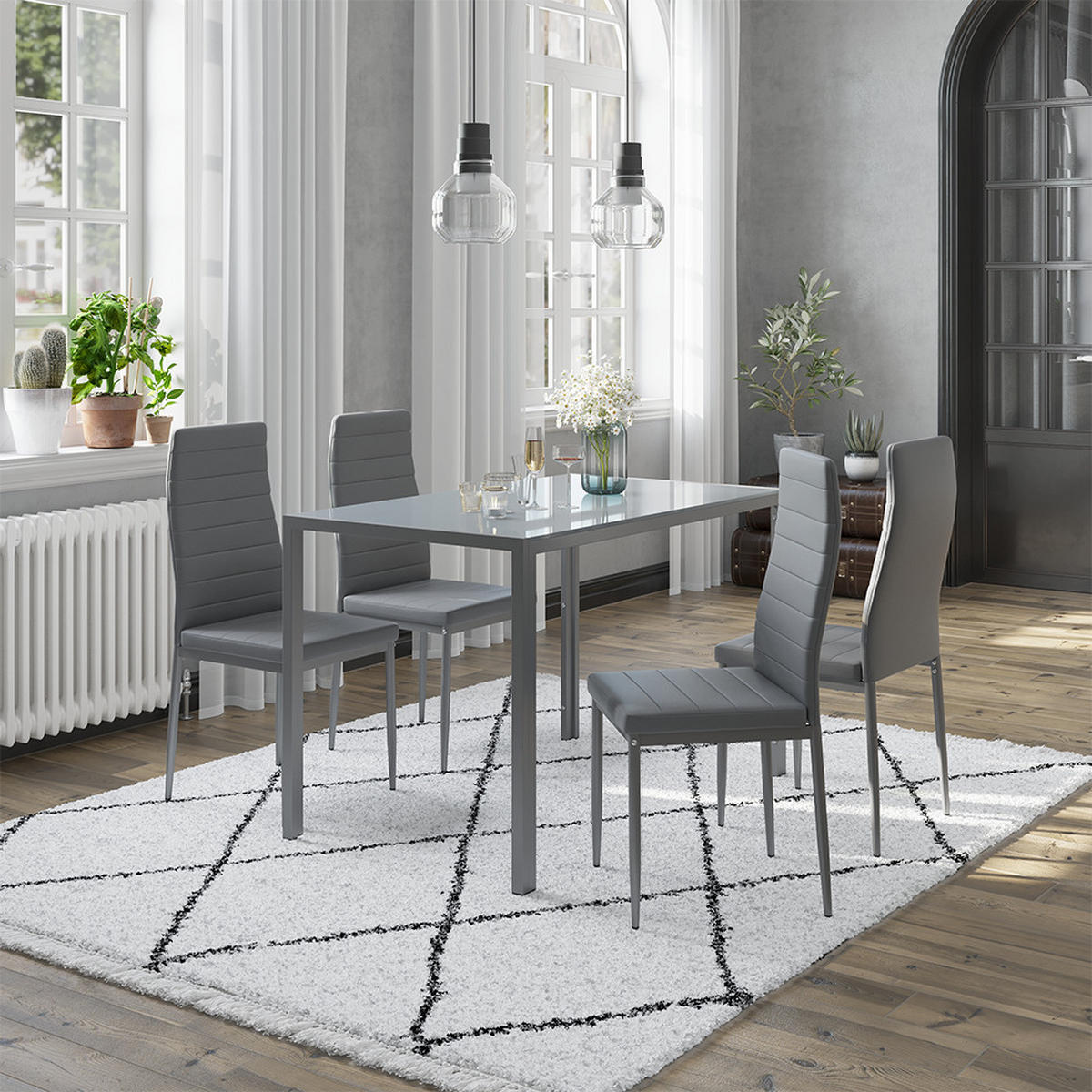 JÍDELNÍ STŮL SESTAVA Grand Šedá - šedá, kov (120/70/75cm) - Vicco