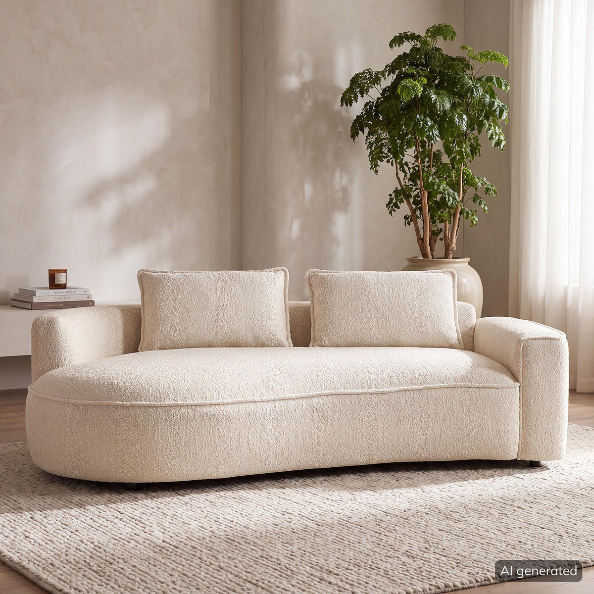 2,5-SITZER SOFA - Creme/Schwarz, Kunststoff/Textil (217/82/146cm) - home24