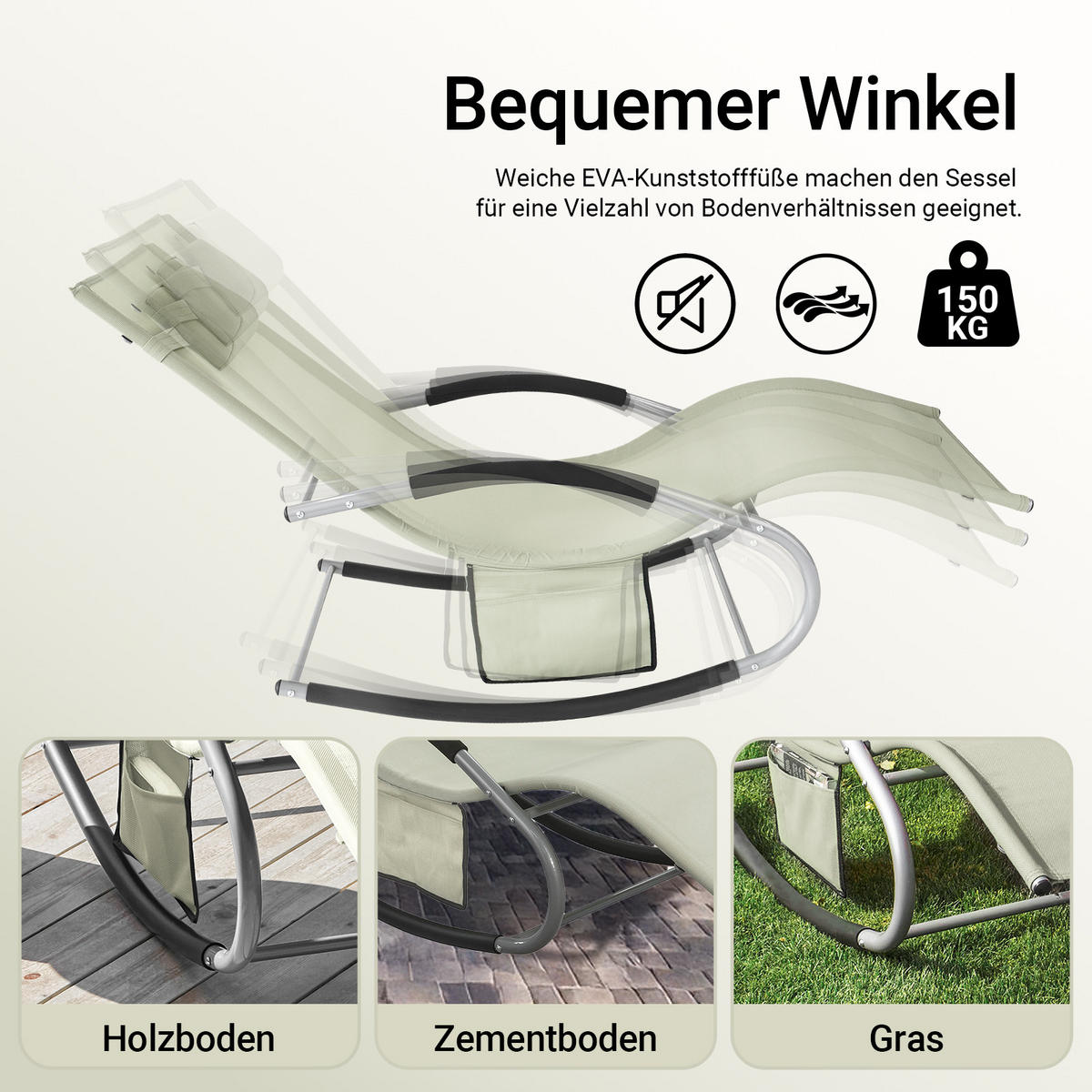 SONNENLIEGE 2er Set Beige - Beige, Metall (63/83/150cm) - SoBuy