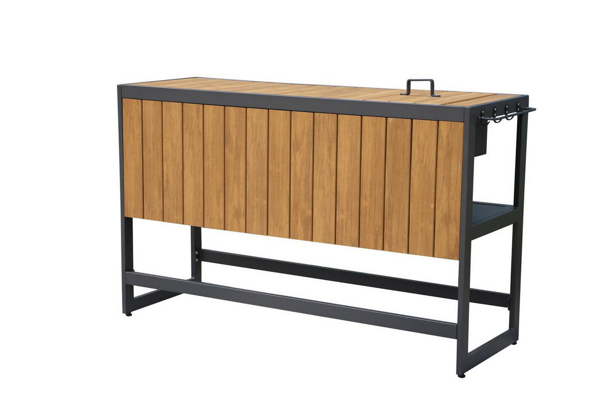 BARTISCH aus Aluminium, inkl. Servierwagen Eiskübel und Schrank - Dunkelgrau, Metall (50/91/296cm) - Goriller