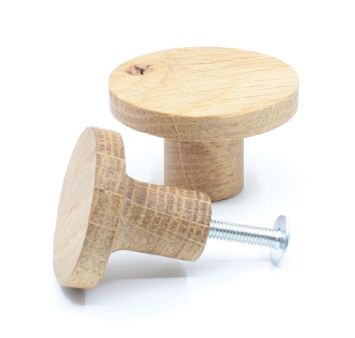 MÖBELKNOPF Eiche massiv Ø 30mm Massivholz Wohnmöbel Küche Schublade mit Schraube - Eichefarben, Holz (3/2.5/3cm) - Livingpoint24