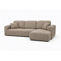 ECKSOFA Mit Schlaffunktion Und Bettkasten, Sofa L-Form Bingo L, Cordstoff Poso, Dunkelbeige, Rechts - Beige, Holz (250/142cm) - Kaiser Möbel