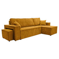 ECKSOFA Mit Schlaffunktion Und Pouf, Cordstoff Poso, Senffarbe, Rechts, Best L Mit Pouf - Gelb, Holz (244/145cm) - Kaiser Möbel
