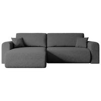 ECKSOFA mit Schlaffunktion und Bettkasten ORRO-L - 272x145x83 cm Grau Bouclé - Schwarz/Grau, Holzwerkstoff/Kunststoff (272/145cm) - ALTDECOR