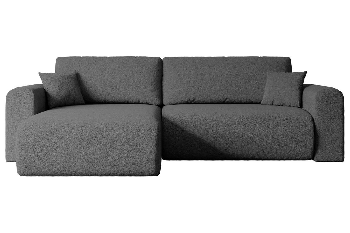 ECKSOFA mit Schlaffunktion und Bettkasten ORRO-L - 272x145x83 cm Grau Bouclé - Schwarz/Grau, Holzwerkstoff/Kunststoff (272/145cm) - ALTDECOR