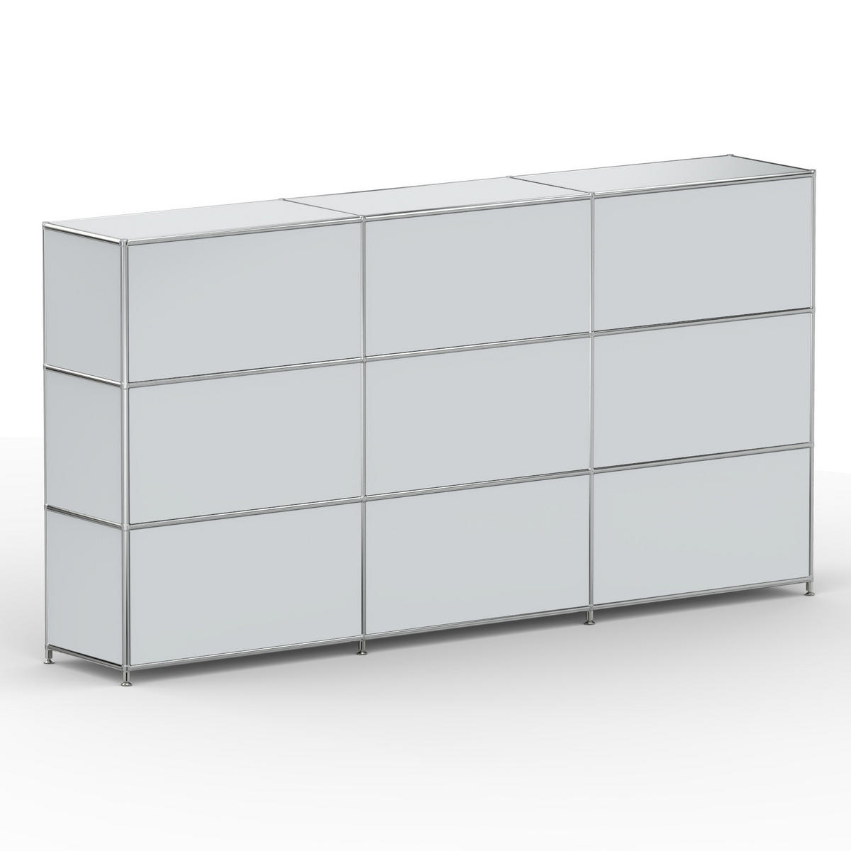 HOCHSCHRANK, 9 Schubladen, Schloss, Breite 227 cm, Lichtgrau - Chromfarben/Silberfarben, Metall (40/118/227.2cm) - Versee