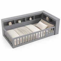 BETT 90/200 mit Stauraum, Steckdose und USB in Grau - Grau, Holzwerkstoff (90/200cm) - EVRYAE
