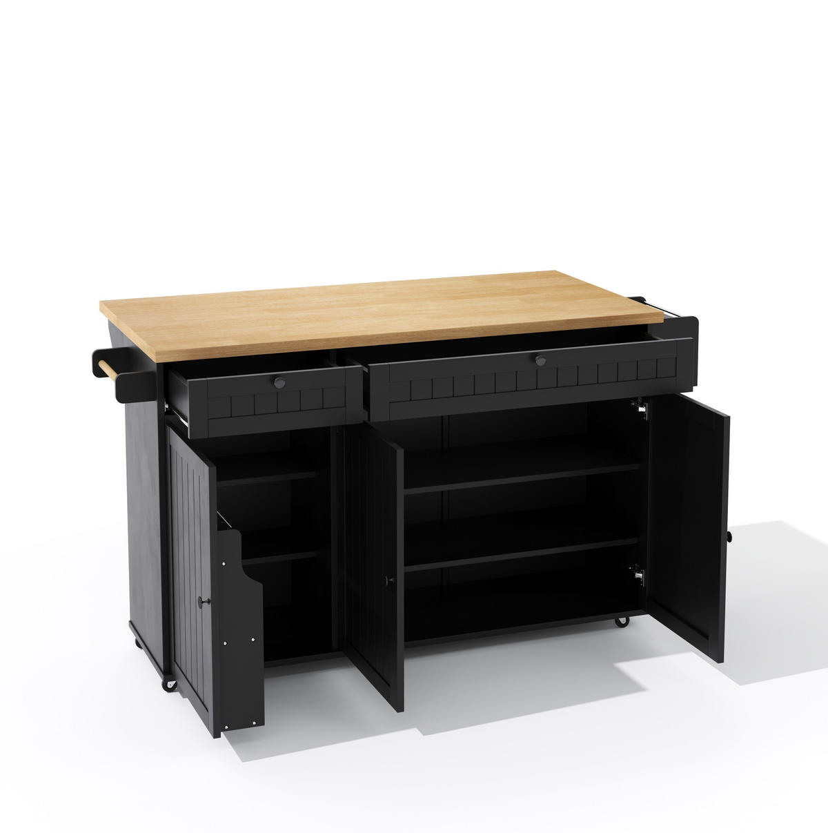 KÜCHENINSEL 137/45/89,5 cm Natur/Schwarz aus MDF mit klappbarer Arbeitsplatte - Naturfarben, Holzwerkstoff (137/89.5/70cm) - OKWISH