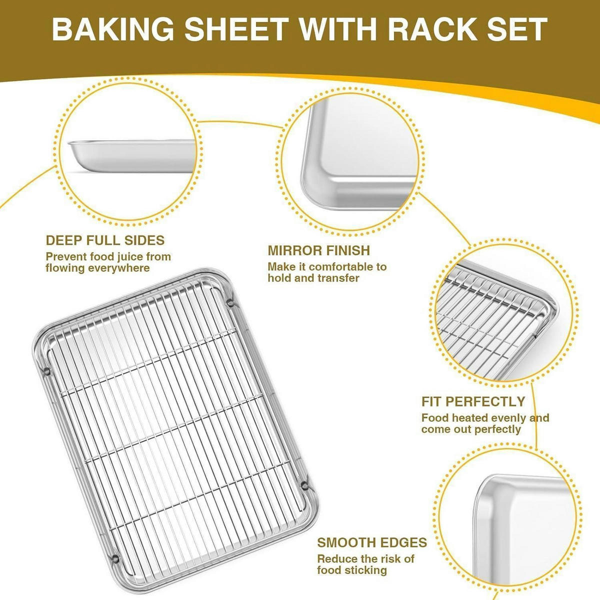 BACKBLECH mit Gitter 3-teiliges Set Edelstahl - Silberfarben, Metall (31.1/2.5/40.6cm)