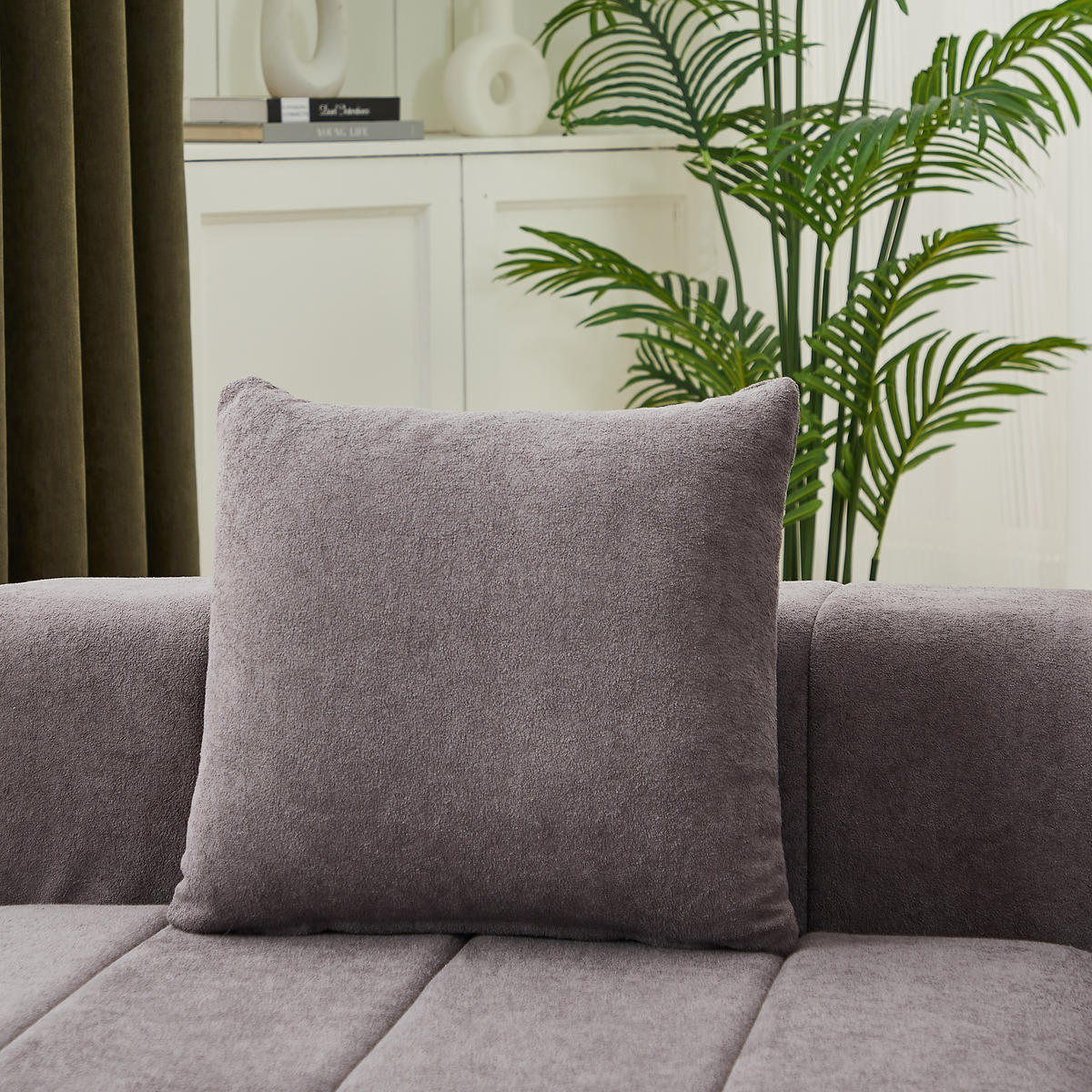 SITZGARNITUR Geschwungen modular 6-Sitzer mit 2 Kissen, DE-42718, Grau - Grau, Textil (444.5/73.6/83.5cm) - ComfortXL