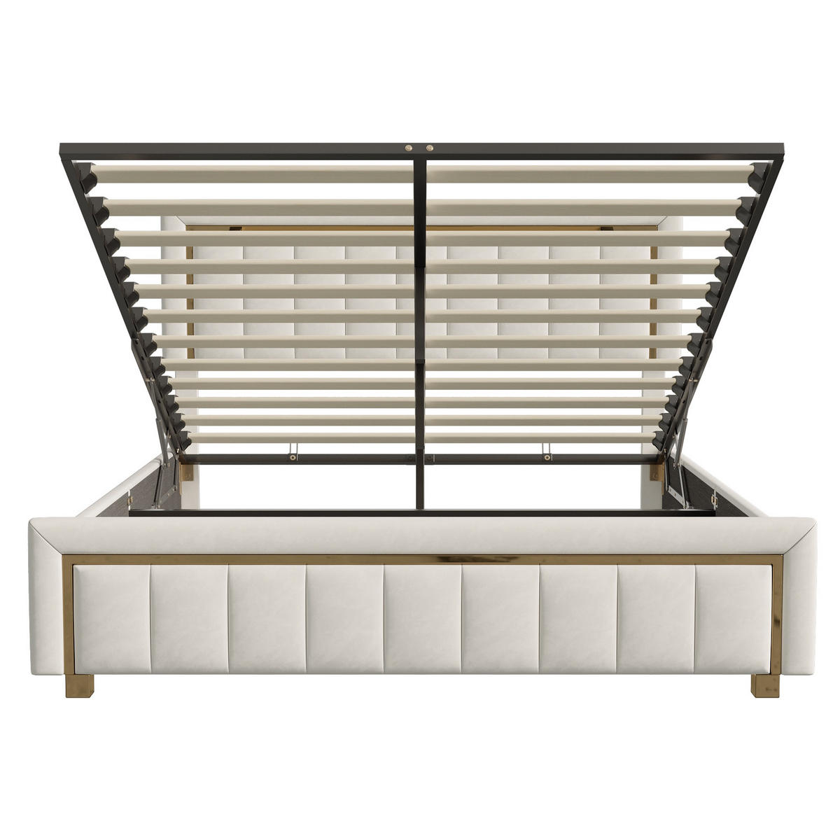 POLSTERBETT 140/200cm, mit hydraulischem Stauraum, Lattenrost, Polsterbett aus Samt, Beige - Beige, Holzwerkstoff (140/200cm) - Brevoria