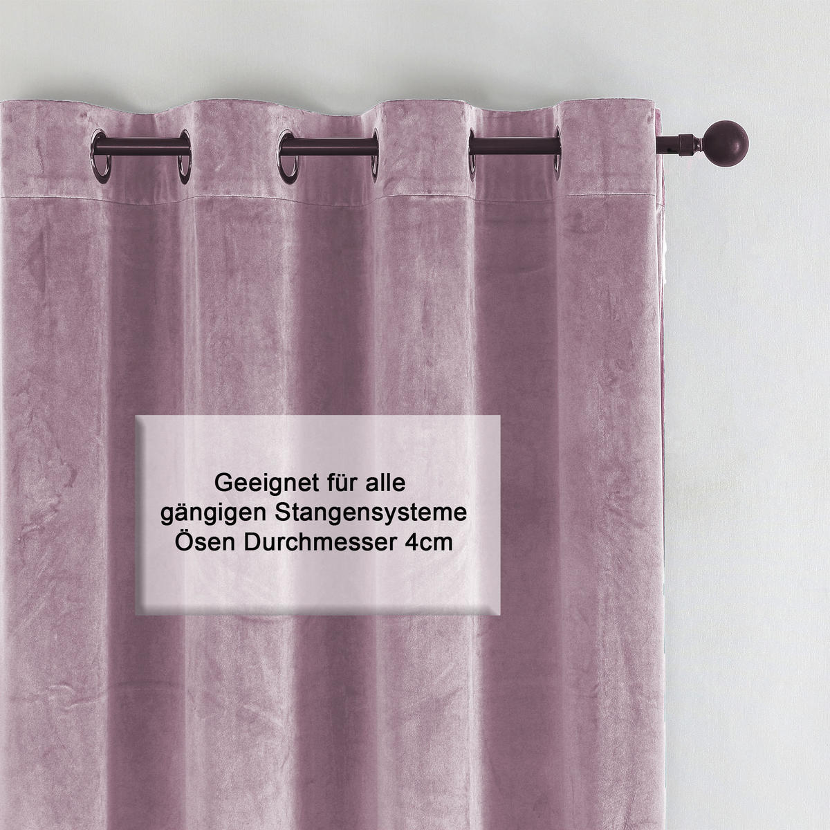 VORHANG Ösen Samt 140/245 cm Altrosa - Altrosa, Textil (140/245/245cm) - TiborTex