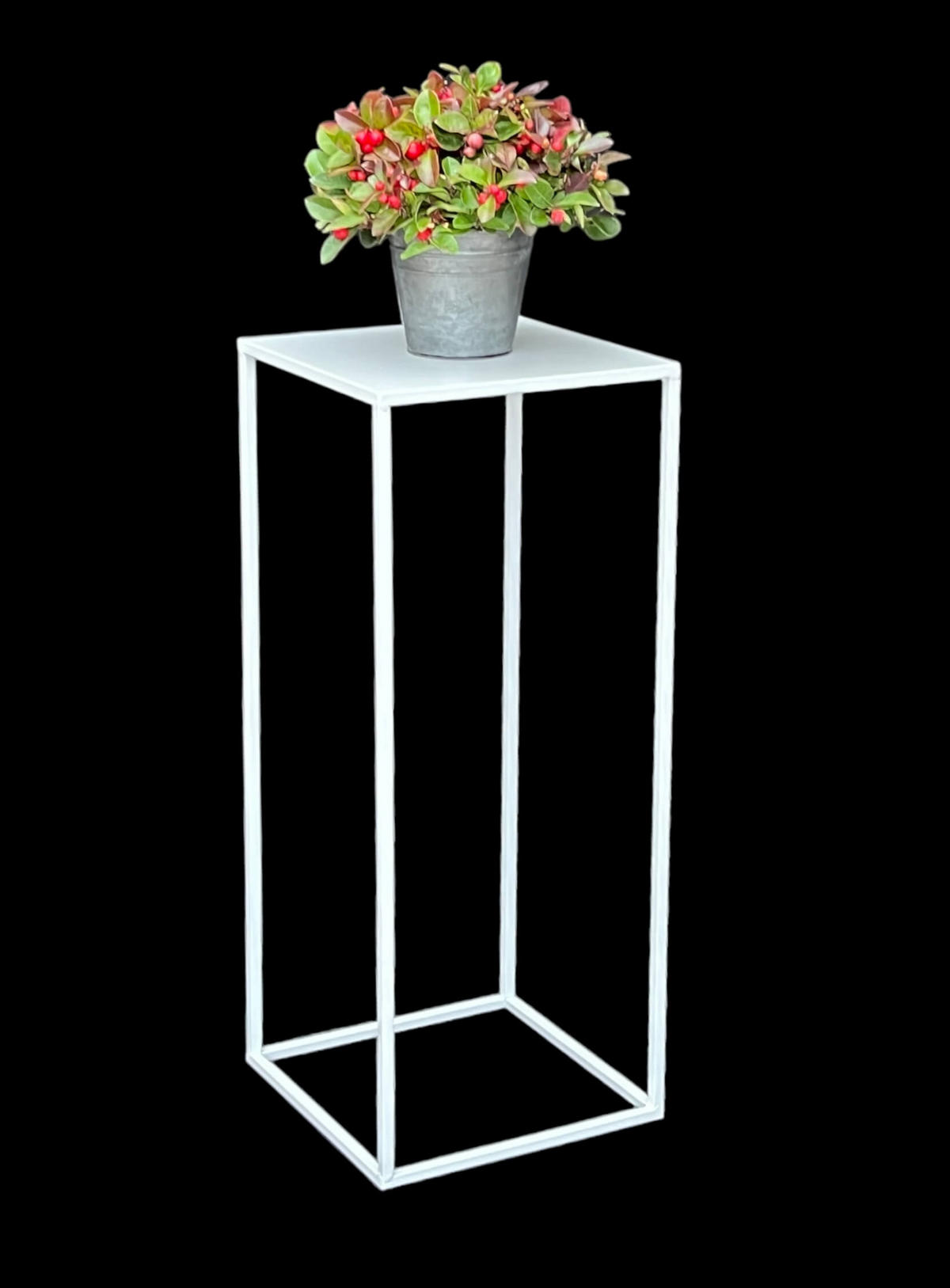 DANDIBO Blumenhocker Metall Weiß Eckig 70 cm Blumenständer Beistelltisch 96482 L Blumensäule Modern Pflanzenständer Pflanzenhocker - Weiß, Metall (28/70/28cm) - DanDiBo