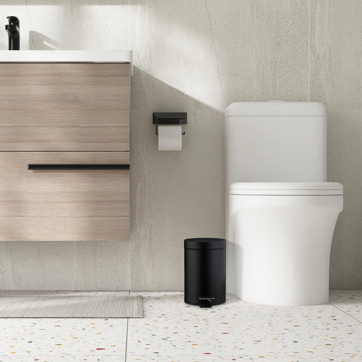 KOSMETIKEIMER - Schwarz, Kunststoff/Metall (17/25/23cm) - Relaxdays