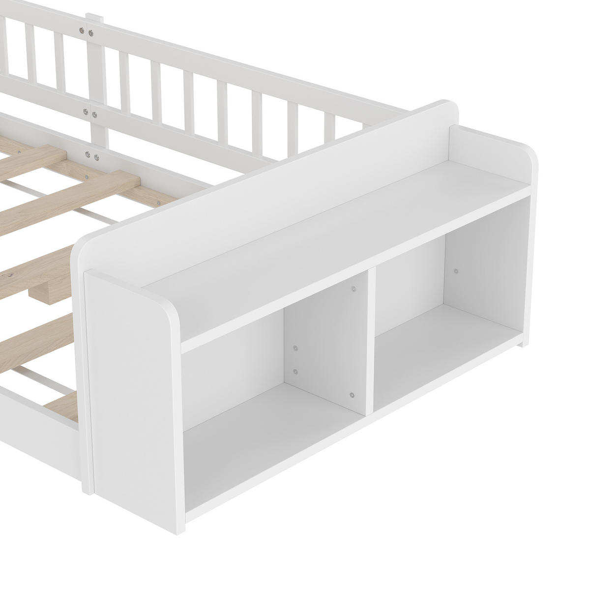 KINDERBETT 90 x 200cm, Kiefernholz, zu öffnendes Gehäuse, ohne Matratze, weiß - Weiß, Holz (90/200cm) - KOMHTOM